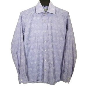 ETRO Men's Long Sleeve Button Up Cotton Shirt Size 38 Purple Floral Classic